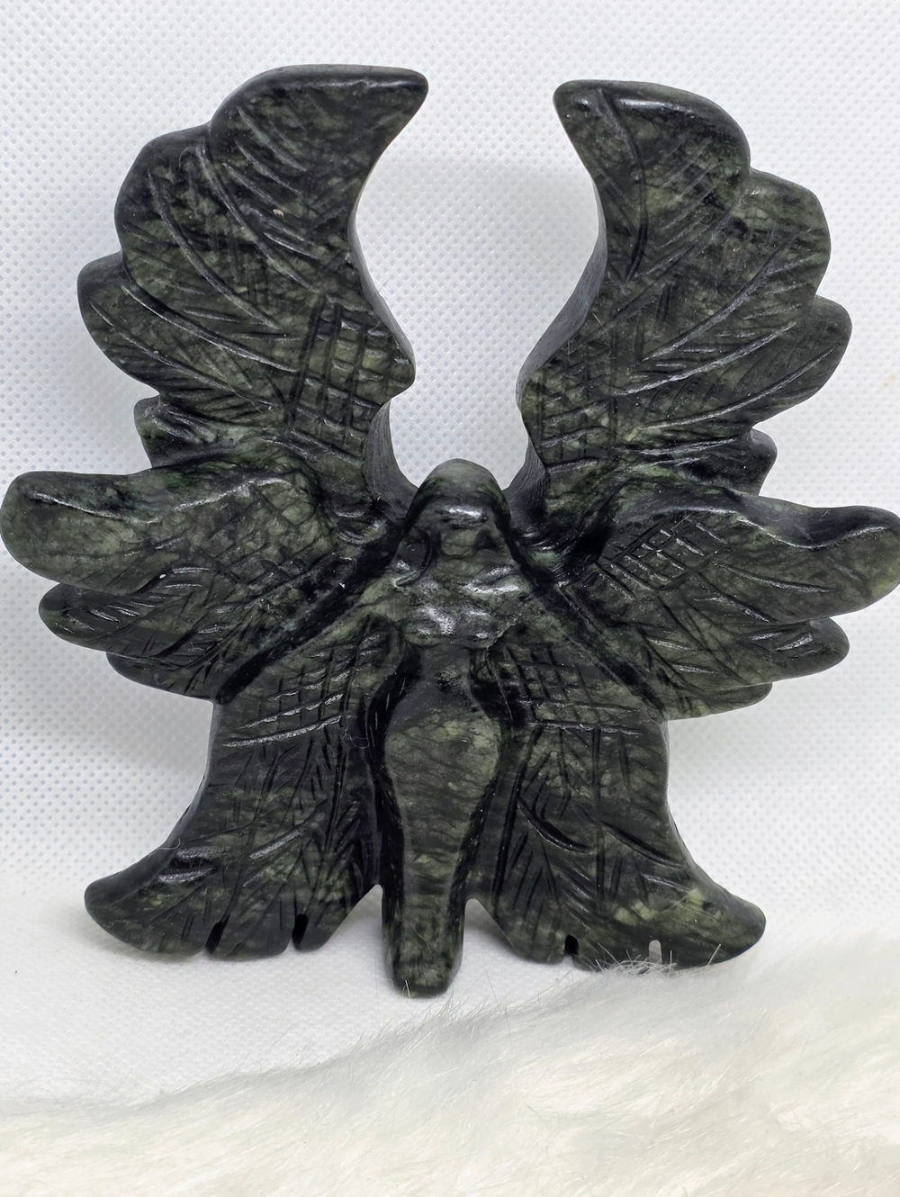 ✨ Jade Angel Wings Goddess Carving 5” 💚 Divine Feminine Energy Crystal Decor